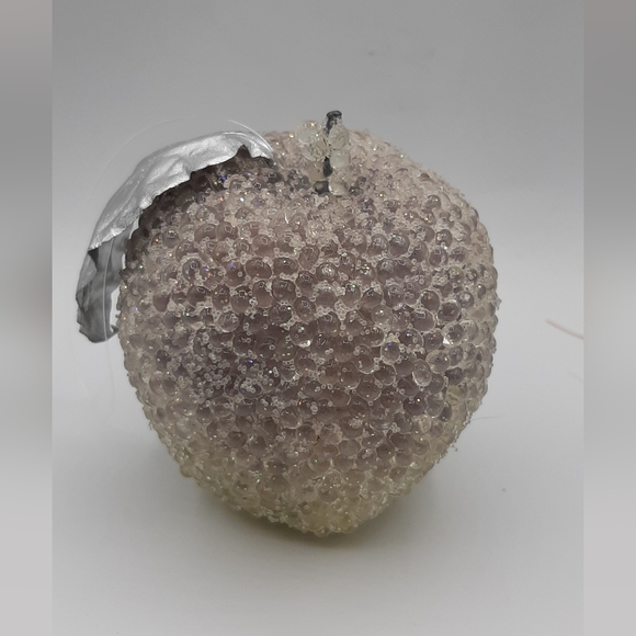 Vintage Lot of 5 Sugared Beaded Pastel Fruit Ornaments 3 Apples & 2 Pears - Picture 3 of 6